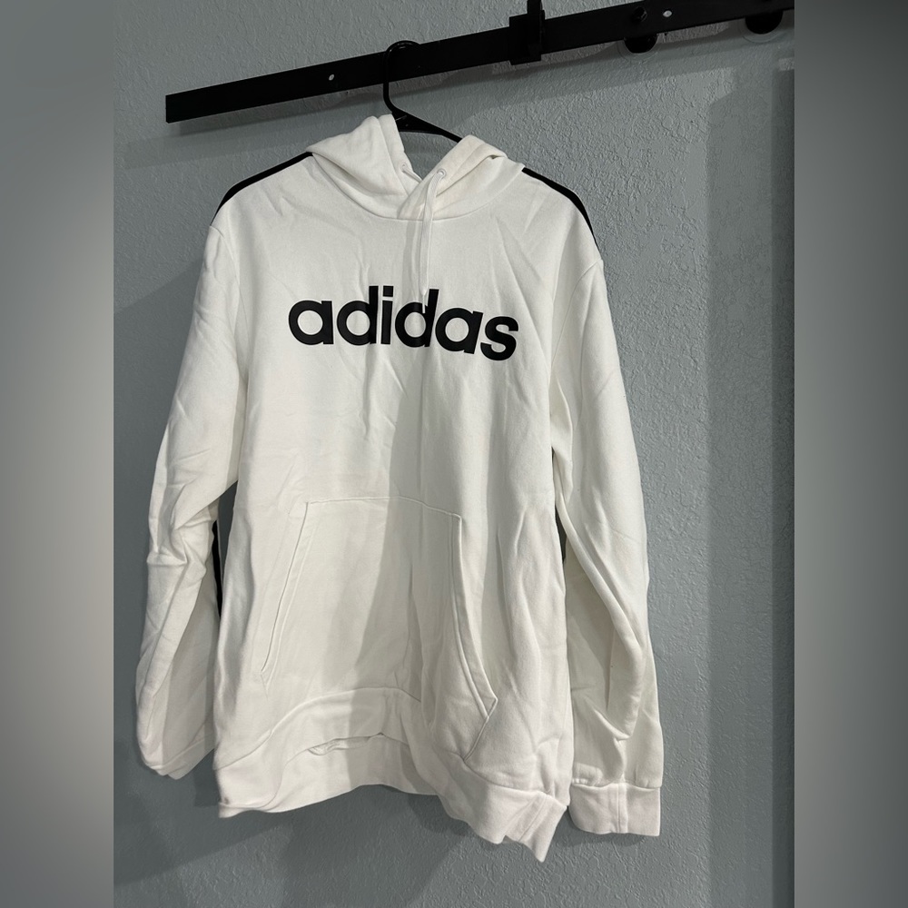 White Men Adidas hoodie jacket